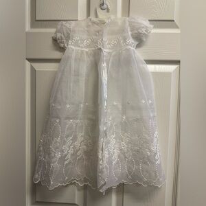Elegant White Christening Dress for Baby - 2-pc